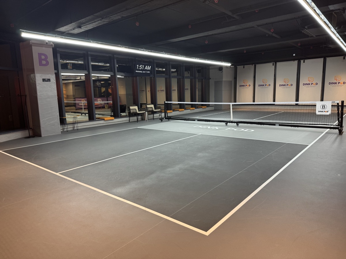 Court B at Dink Pod, a main indoor pickleball court